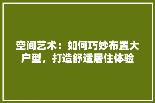 空间艺术：如何巧妙布置大户型，打造舒适居住体验 室内设计