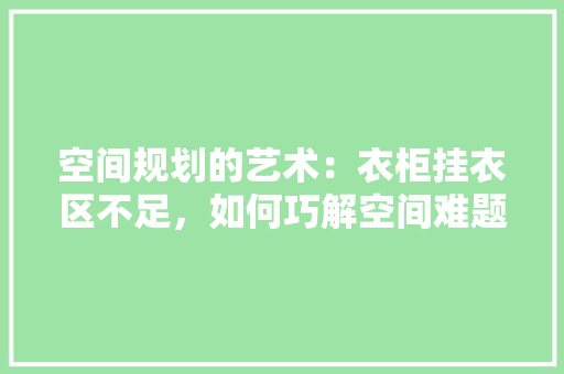 空间规划的艺术：衣柜挂衣区不足，如何巧解空间难题 室内设计