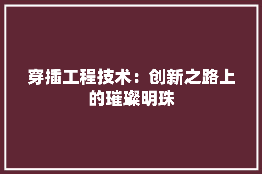 穿插工程技术：创新之路上的璀璨明珠 室内设计