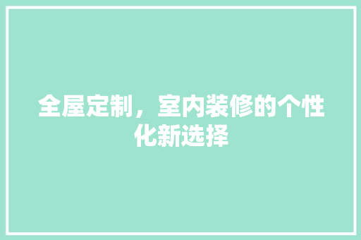 全屋定制，室内装修的个性化新选择 家居装修