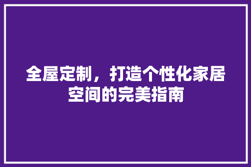 全屋定制，打造个性化家居空间的完美指南 家居装修