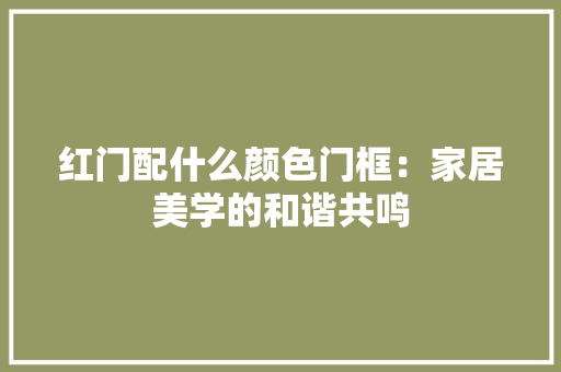 红门配什么颜色门框：家居美学的和谐共鸣 室内设计
