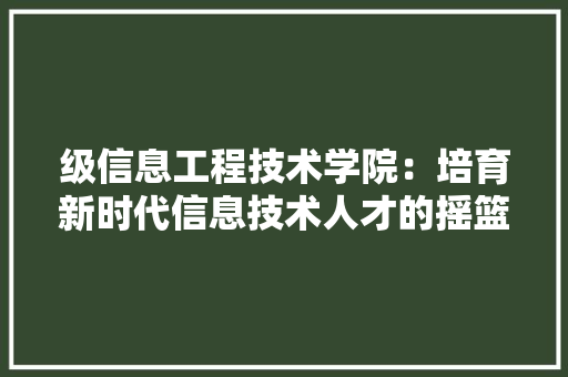 级信息工程技术学院：培育新时代信息技术人才的摇篮 室内设计