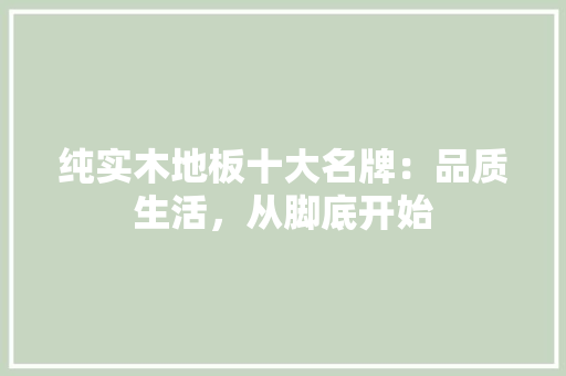 纯实木地板十大名牌：品质生活，从脚底开始