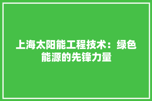 上海太阳能工程技术：绿色能源的先锋力量 地板材料
