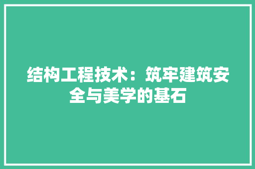 结构工程技术：筑牢建筑安全与美学的基石