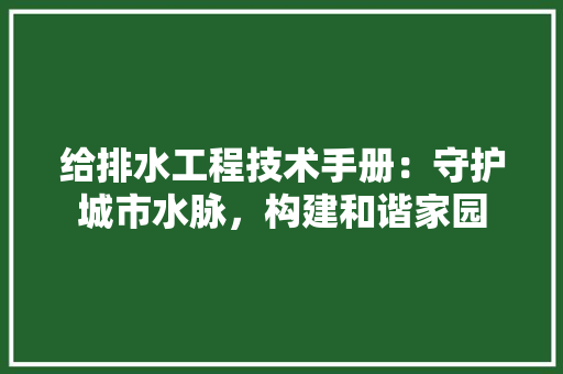 给排水工程技术手册：守护城市水脉，构建和谐家园