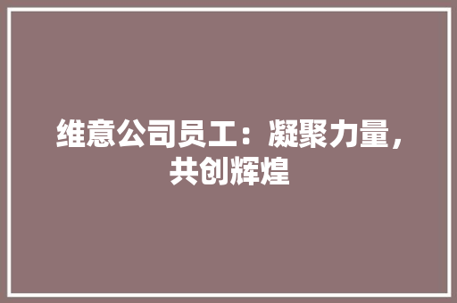 维意公司员工：凝聚力量，共创辉煌 室内设计