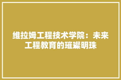 维拉姆工程技术学院：未来工程教育的璀璨明珠 室内设计