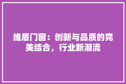 维盾门窗：创新与品质的完美结合，行业新潮流 室内设计