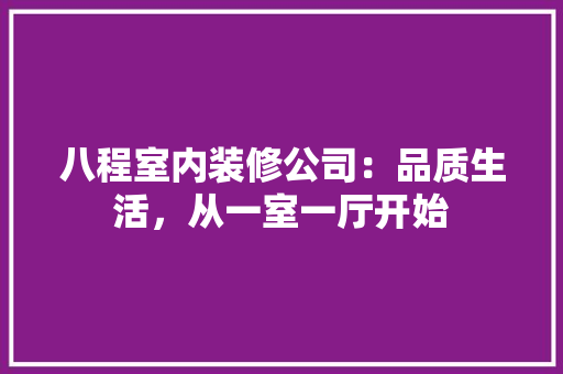 八程室内装修公司：品质生活，从一室一厅开始 家居装修