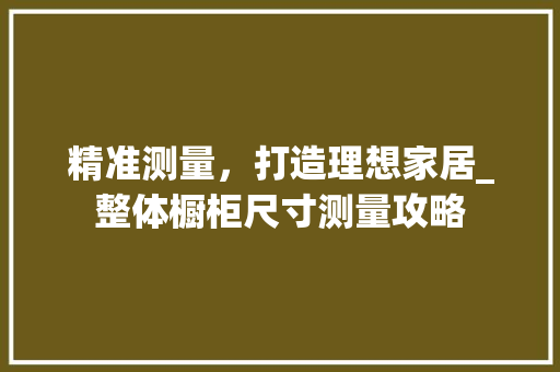 精准测量，打造理想家居_整体橱柜尺寸测量攻略