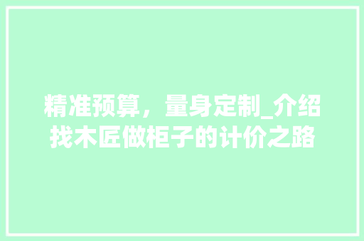 精准预算，量身定制_介绍找木匠做柜子的计价之路