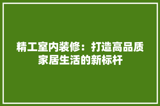 精工室内装修：打造高品质家居生活的新标杆 室内设计