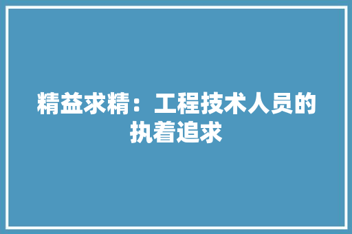 精益求精：工程技术人员的执着追求 室内设计