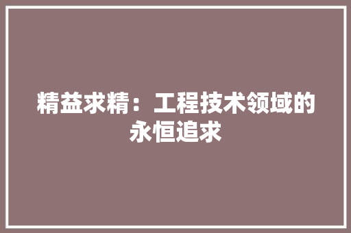 精益求精：工程技术领域的永恒追求 室内设计