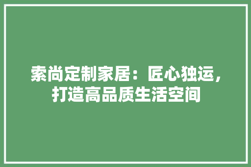 索尚定制家居：匠心独运，打造高品质生活空间 室内设计