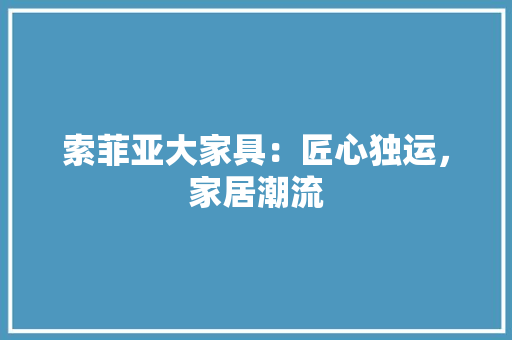 索菲亚大家具：匠心独运，家居潮流 室内设计