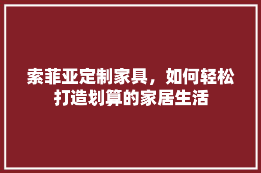 索菲亚定制家具，如何轻松打造划算的家居生活