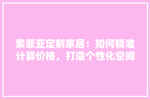 索菲亚定制家居：如何精准计算价格，打造个性化空间 室内设计