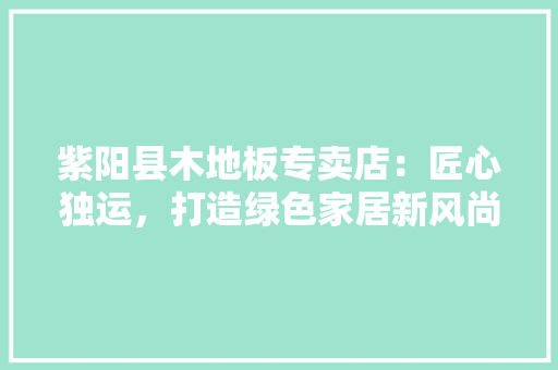 紫阳县木地板专卖店：匠心独运，打造绿色家居新风尚 室内设计