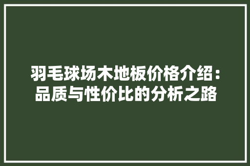 羽毛球场木地板价格介绍：品质与性价比的分析之路 室内设计