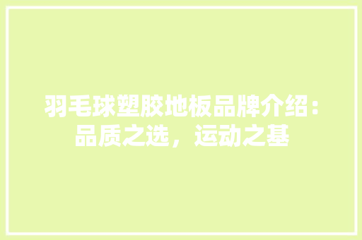 羽毛球塑胶地板品牌介绍：品质之选，运动之基 室内设计