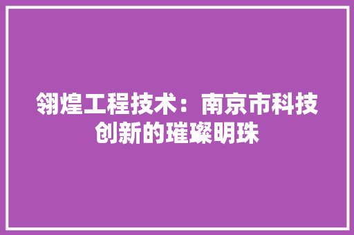 翎煌工程技术：南京市科技创新的璀璨明珠