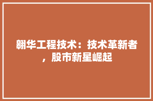 翱华工程技术：技术革新者，股市新星崛起
