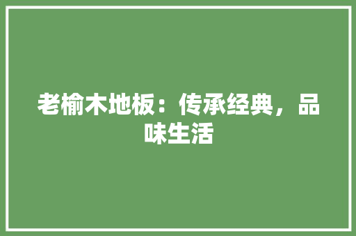 老榆木地板：传承经典，品味生活 室内设计