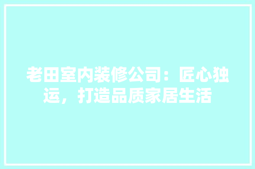 老田室内装修公司：匠心独运，打造品质家居生活 室内设计