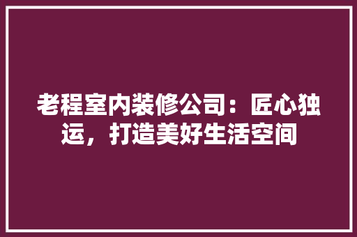 老程室内装修公司：匠心独运，打造美好生活空间 室内设计