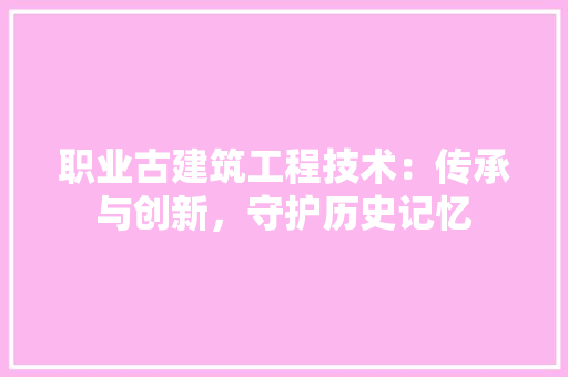 职业古建筑工程技术：传承与创新，守护历史记忆 室内设计