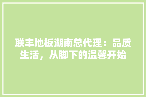 联丰地板湖南总代理：品质生活，从脚下的温馨开始 室内设计