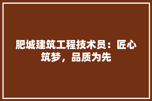 肥城建筑工程技术员：匠心筑梦，品质为先 室内设计