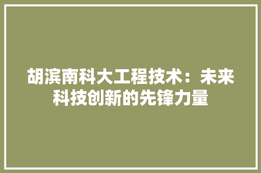 胡滨南科大工程技术：未来科技创新的先锋力量 室内设计