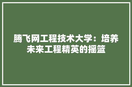 腾飞网工程技术大学：培养未来工程精英的摇篮