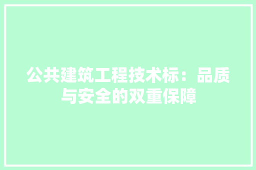 公共建筑工程技术标：品质与安全的双重保障 家居装修