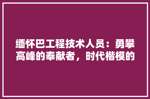 缅怀巴工程技术人员：勇攀高峰的奉献者，时代楷模的传承者 室内设计