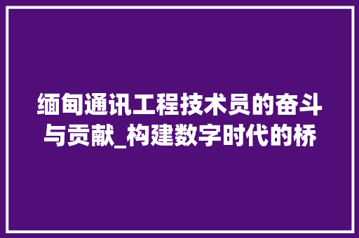 缅甸通讯工程技术员的奋斗与贡献_构建数字时代的桥梁 室内设计