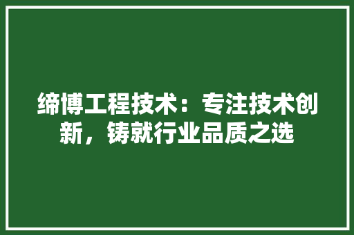 缔博工程技术：专注技术创新，铸就行业品质之选