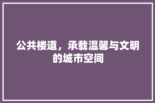 公共楼道，承载温馨与文明的城市空间