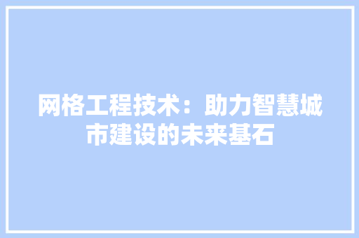 网格工程技术：助力智慧城市建设的未来基石