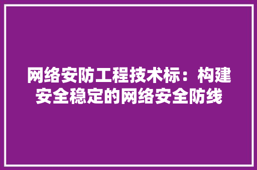 网络安防工程技术标：构建安全稳定的网络安全防线