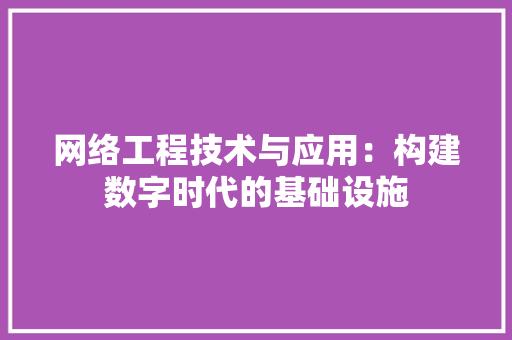 网络工程技术与应用：构建数字时代的基础设施
