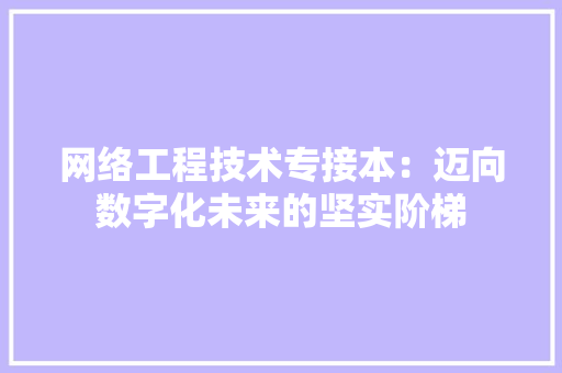 网络工程技术专接本：迈向数字化未来的坚实阶梯