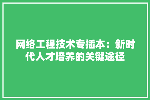 网络工程技术专插本：新时代人才培养的关键途径 室内设计