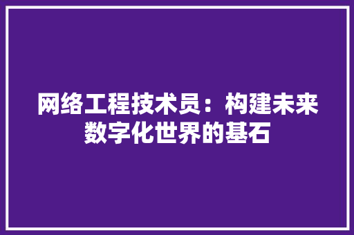 网络工程技术员：构建未来数字化世界的基石