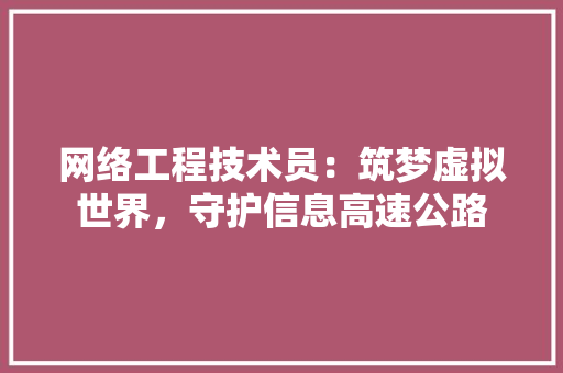 网络工程技术员：筑梦虚拟世界，守护信息高速公路 室内设计