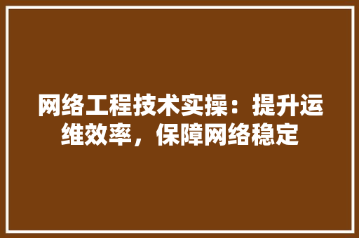 网络工程技术实操：提升运维效率，保障网络稳定 室内设计